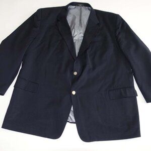Petrocelli Men's Blazer Size 58 Long Navy Blue 100% Wool 2 Button Jacket 58L